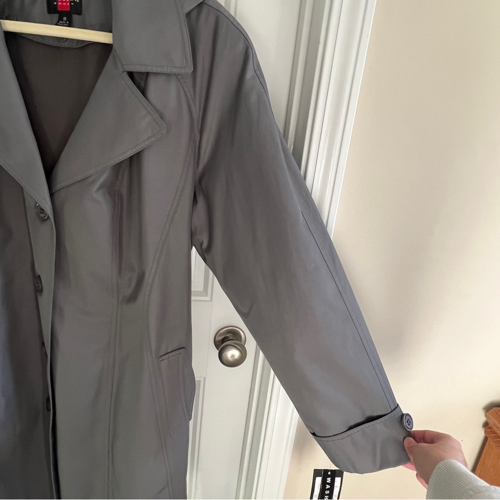 NWT Gallery Woman hooded gray trench coat - Picture 4 of 15
